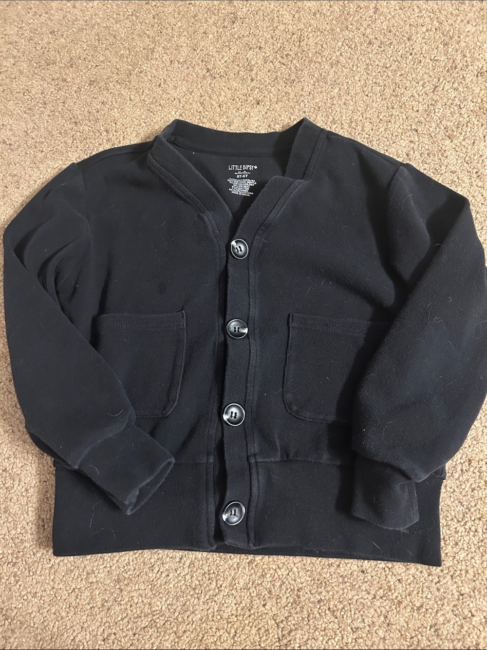 Little Bipsy Black Button-Front cardigan